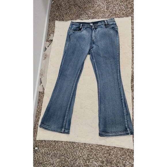 Venus Darkwash Jeans Women Size 12S Cotton Blend Boot Cut Flare Y2k - Picture 1 of 5